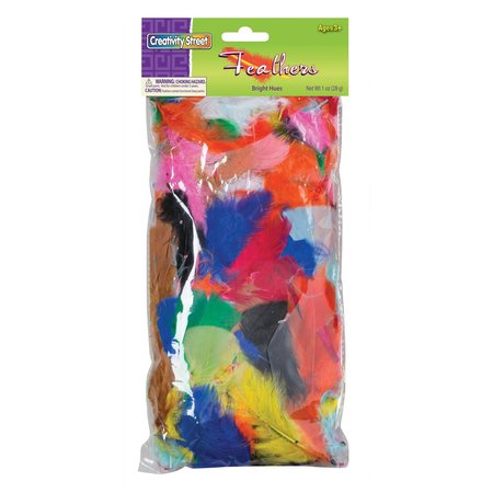 Creativity Street Turkey Plumage Feathers, Bright Hues, 1 oz. Per Bag, PK6 PAC4502